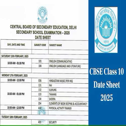 Attention Students Appearing in CBSE 2025! Date Sheet for Class 10th released and Start Preparation from Now.  — image 1 of 1
