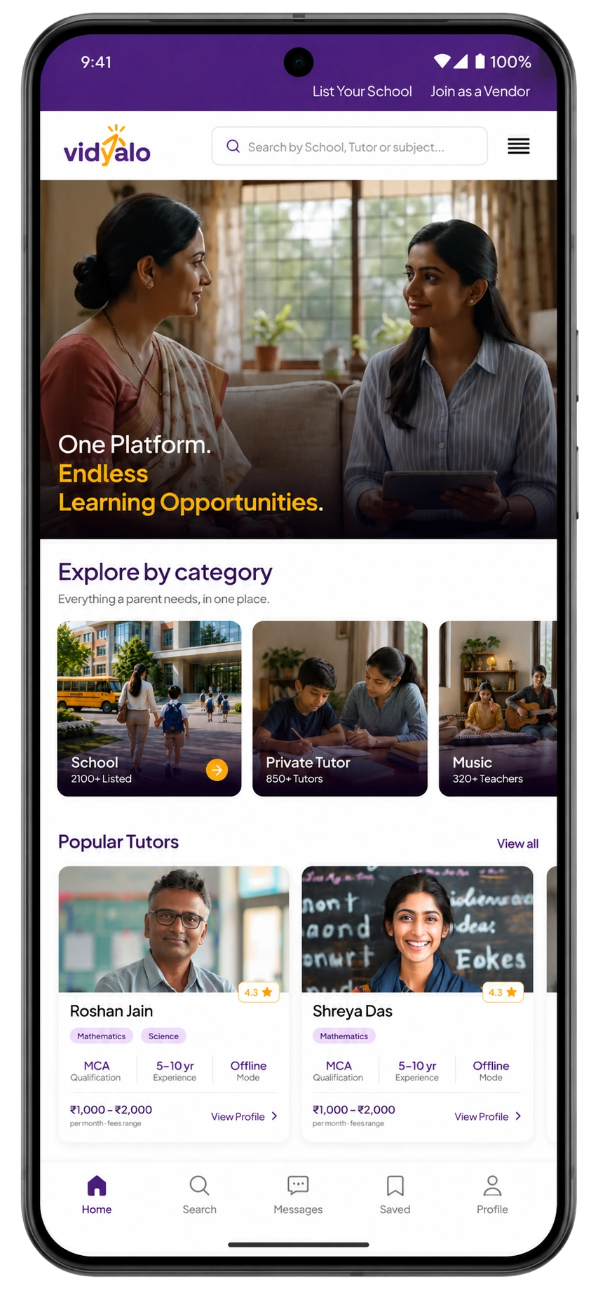 The Vidyalo app on a phone